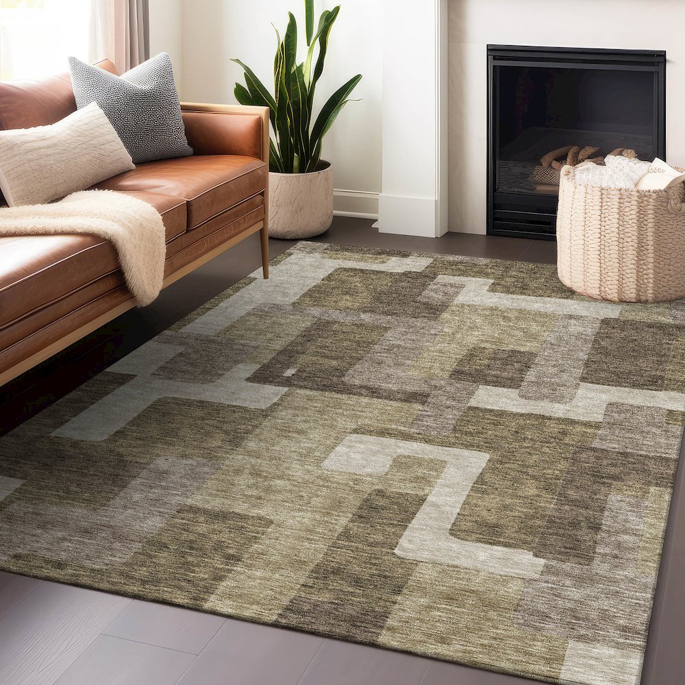 Premium Machine Washable Mayfield AMF740 Brown 3' x 5' Rug. Picture 6