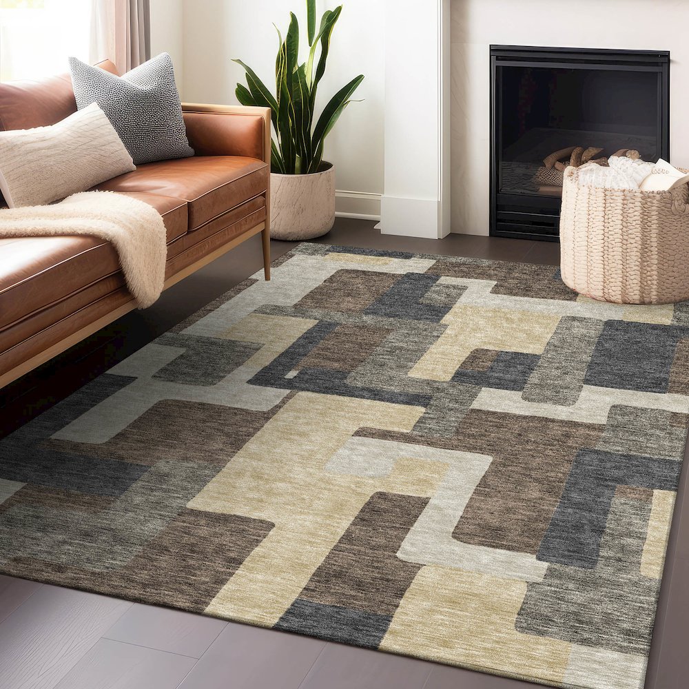 Premium Machine Washable Mayfield AMF740 Chocolate 3' x 5' Rug. Picture 6
