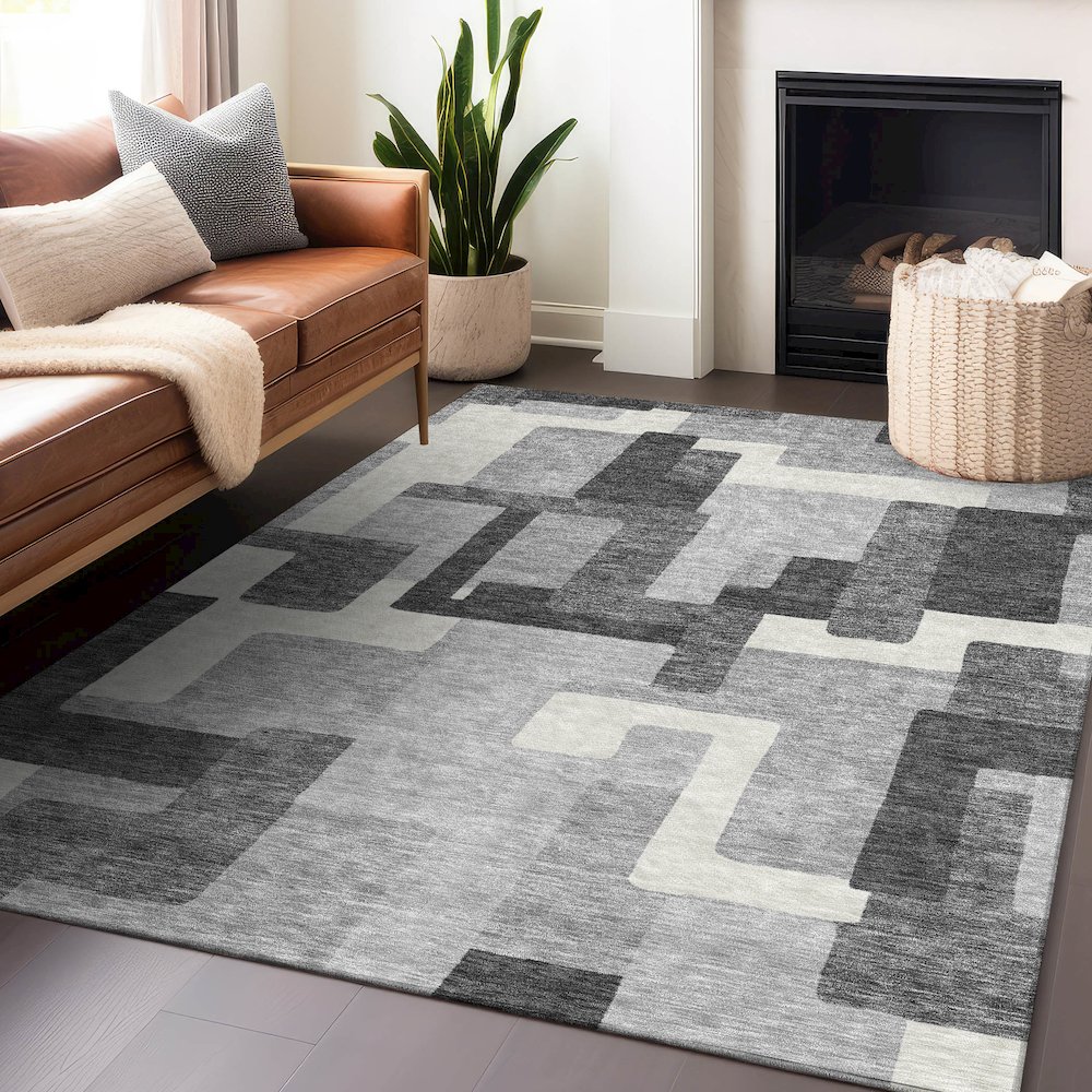 Premium Machine Washable Mayfield AMF740 Gray 3' x 5' Rug. Picture 6