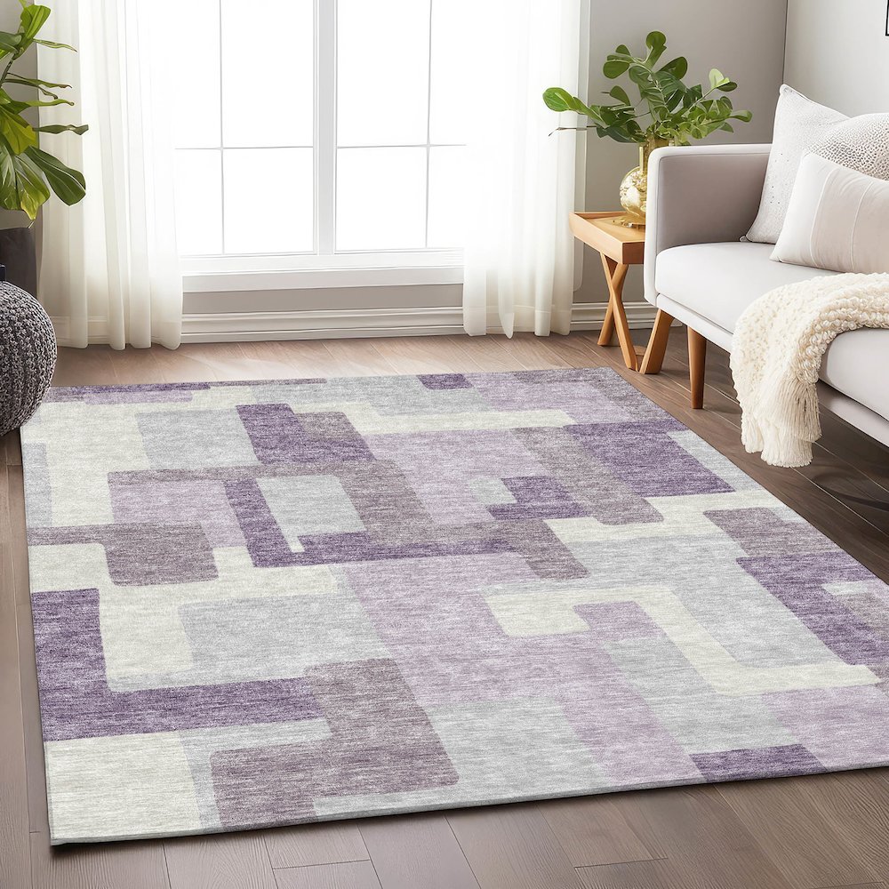 Premium Machine Washable Mayfield AMF740 Lavender 3' x 5' Rug. Picture 5