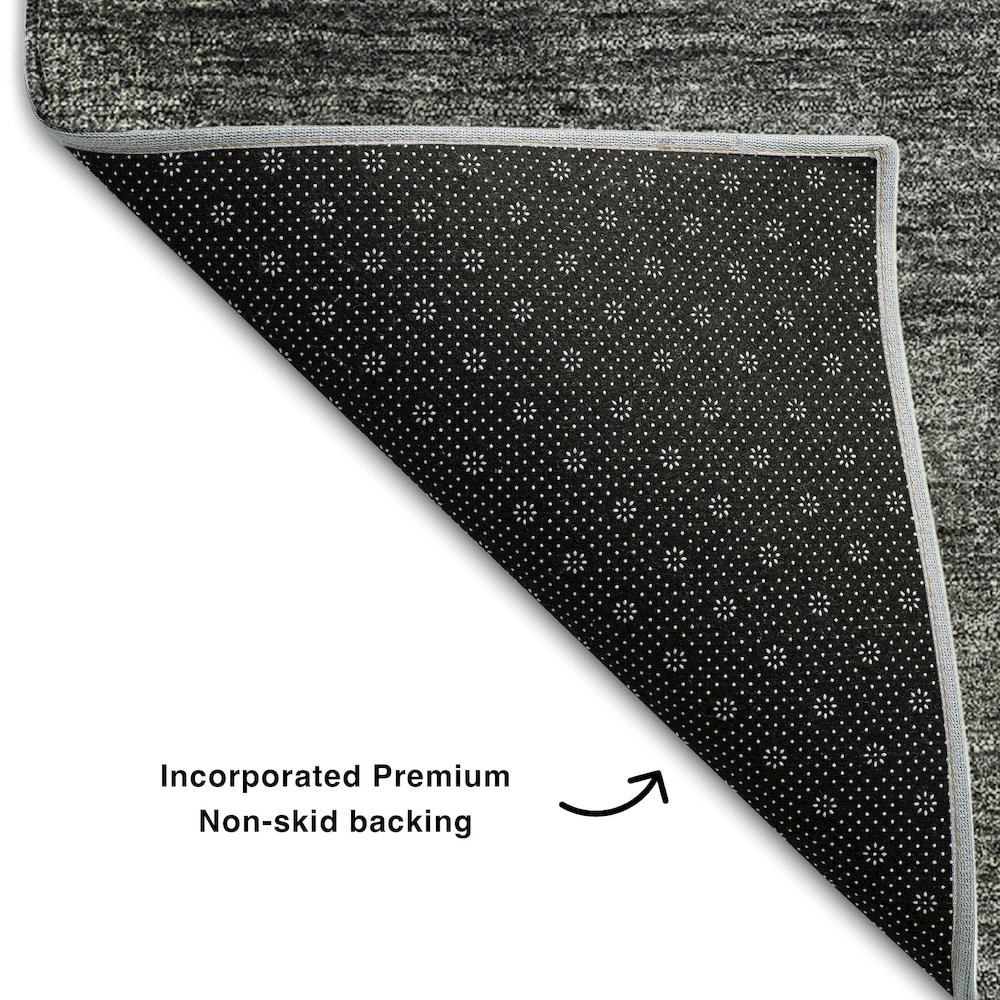 Premium Machine Washable Mayfield AMF742 Charcoal 2'3" x 7'6" Runner Rug. Picture 2