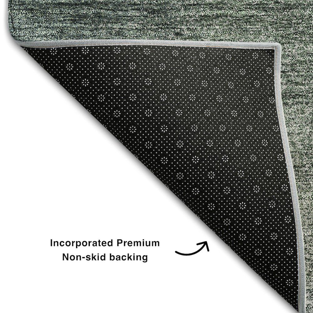 Premium Machine Washable Mayfield AMF742 Olive 2'3" x 7'6" Runner Rug. Picture 2