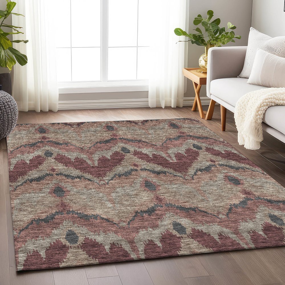 Premium Machine Washable Mayfield AMF743 Burgundy 3' x 5' Rug. Picture 5