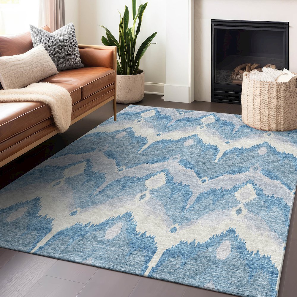 Premium Machine Washable Mayfield AMF743 Denim 3' x 5' Rug. Picture 6