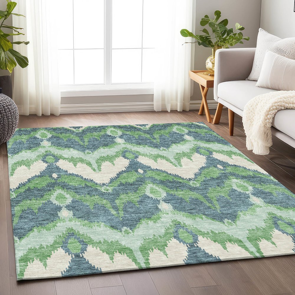 Premium Machine Washable Mayfield AMF743 Green 3' x 5' Rug. Picture 5