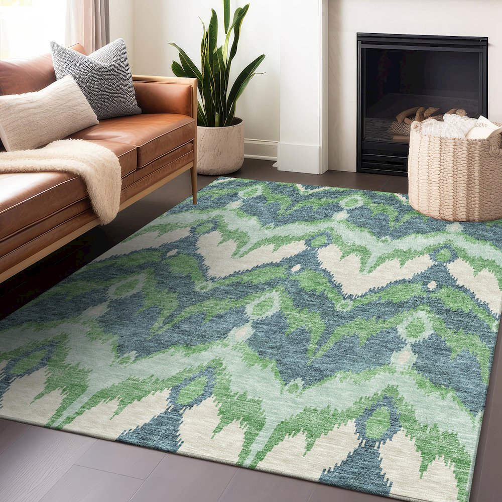 Premium Machine Washable Mayfield AMF743 Green 3' x 5' Rug. Picture 6