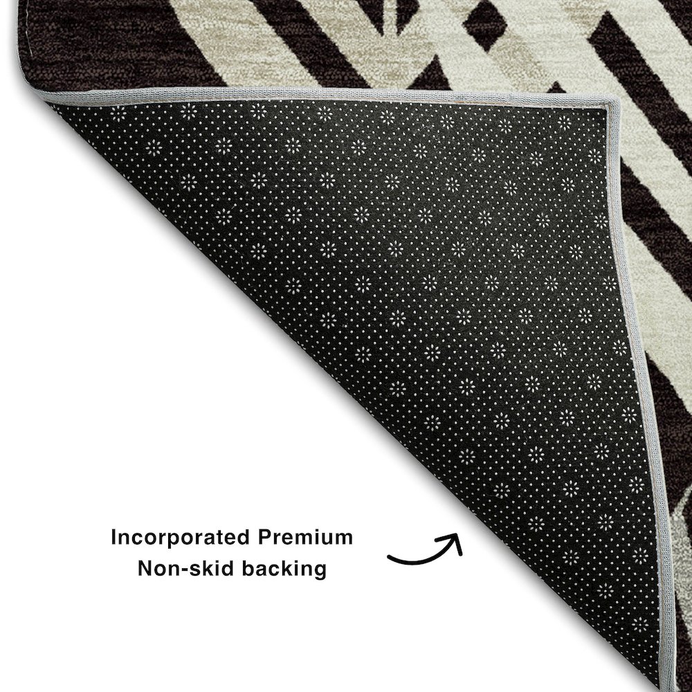 Premium Machine Washable Mayfield AMF744 Black 2'3" x 7'6" Runner Rug. Picture 2