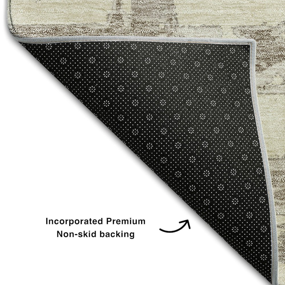 Premium Machine Washable Mayfield AMF745 Beige 2'3" x 7'6" Runner Rug. Picture 2