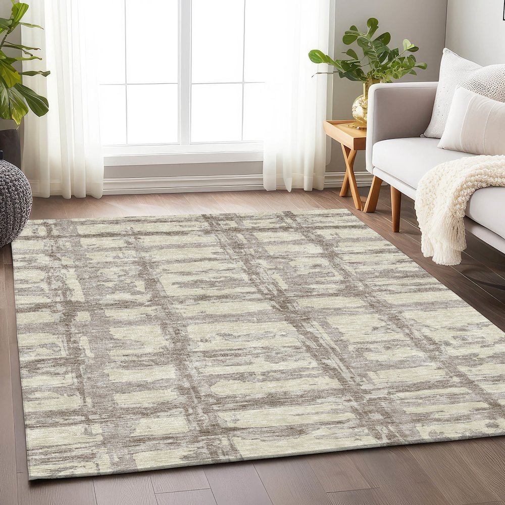 Premium Machine Washable Mayfield AMF745 Beige 3' x 5' Rug. Picture 5