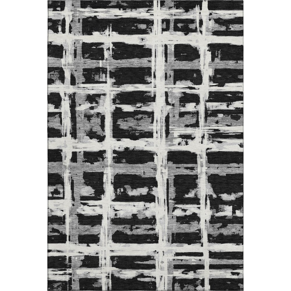 Premium Machine Washable Mayfield AMF745 Black 3' x 5' Rug. Picture 1