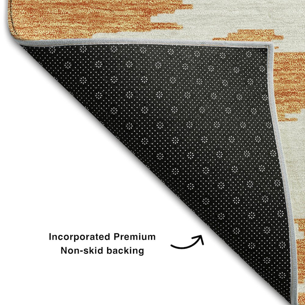 Premium Machine Washable Mayfield AMF746 Orange 2'3" x 7'6" Runner Rug. Picture 2