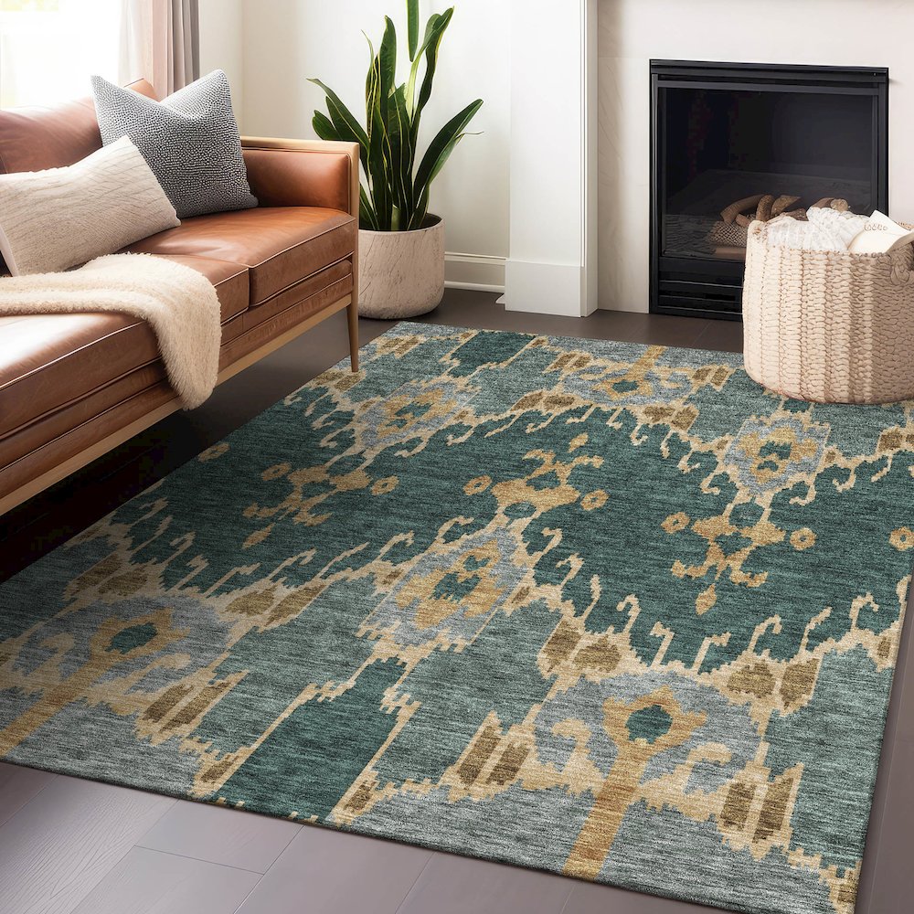 Premium Machine Washable Mayfield AMF748 Cactus 3' x 5' Rug. Picture 6