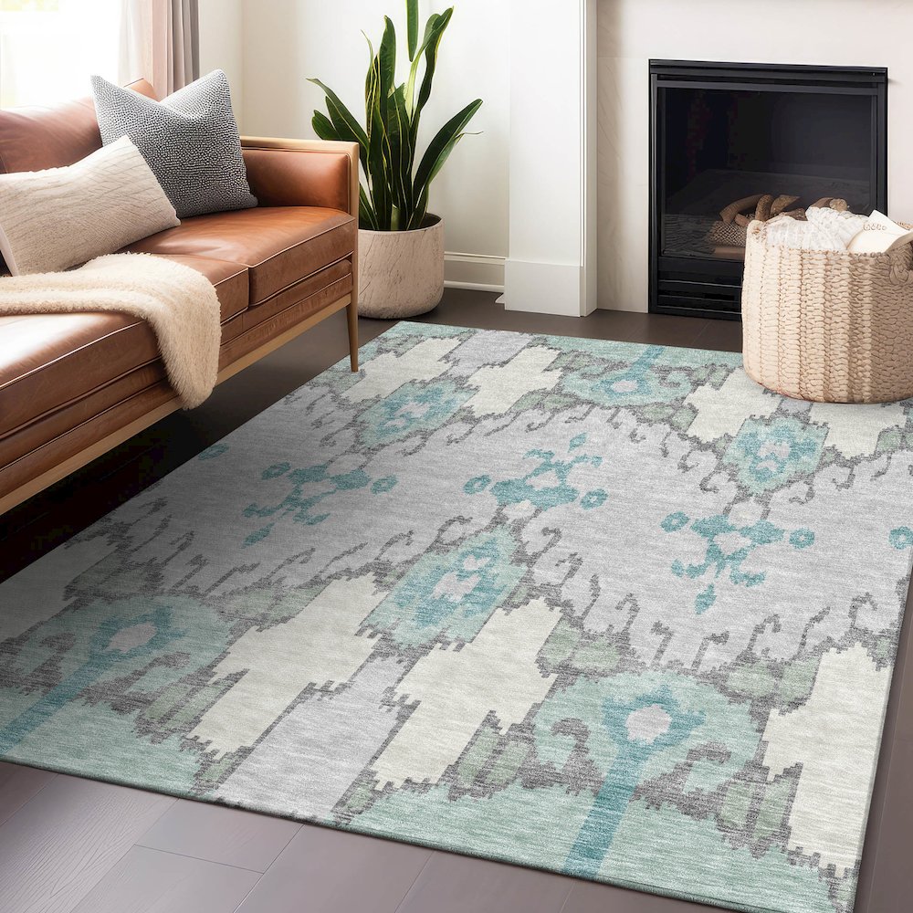 Premium Machine Washable Mayfield AMF748 Mint 3' x 5' Rug. Picture 6