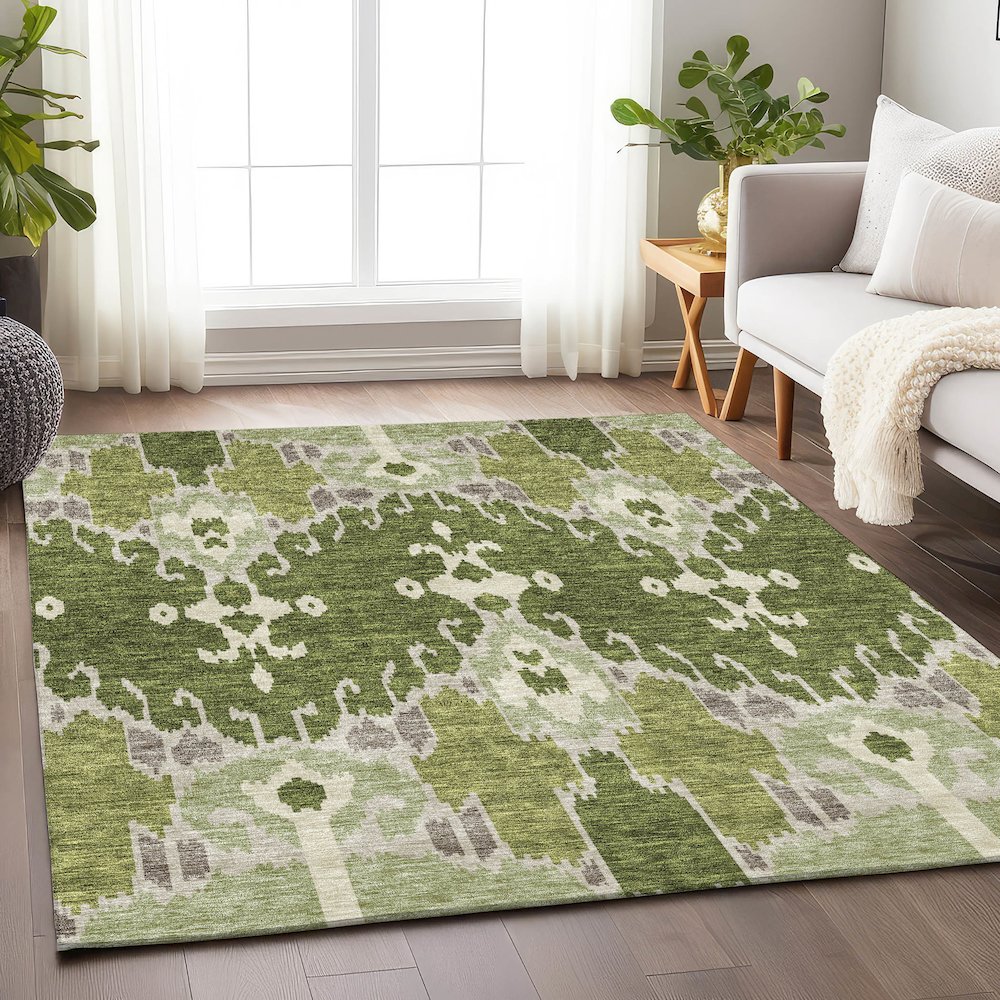 Premium Machine Washable Mayfield AMF748 Olive 3' x 5' Rug. Picture 5