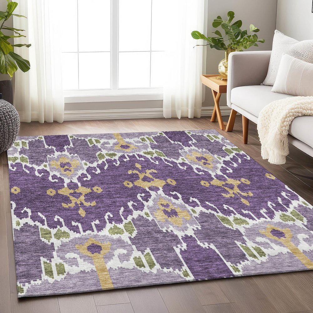 Premium Machine Washable Mayfield AMF748 Purple 3' x 5' Rug. Picture 5