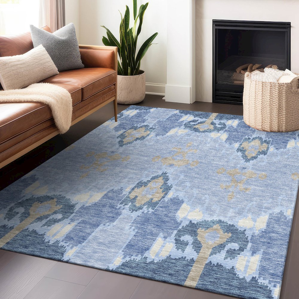Premium Machine Washable Mayfield AMF748 Sky 3' x 5' Rug. Picture 6