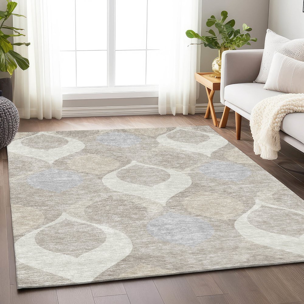 Premium Machine Washable Mayfield AMF749 Ivory 3' x 5' Rug. Picture 5