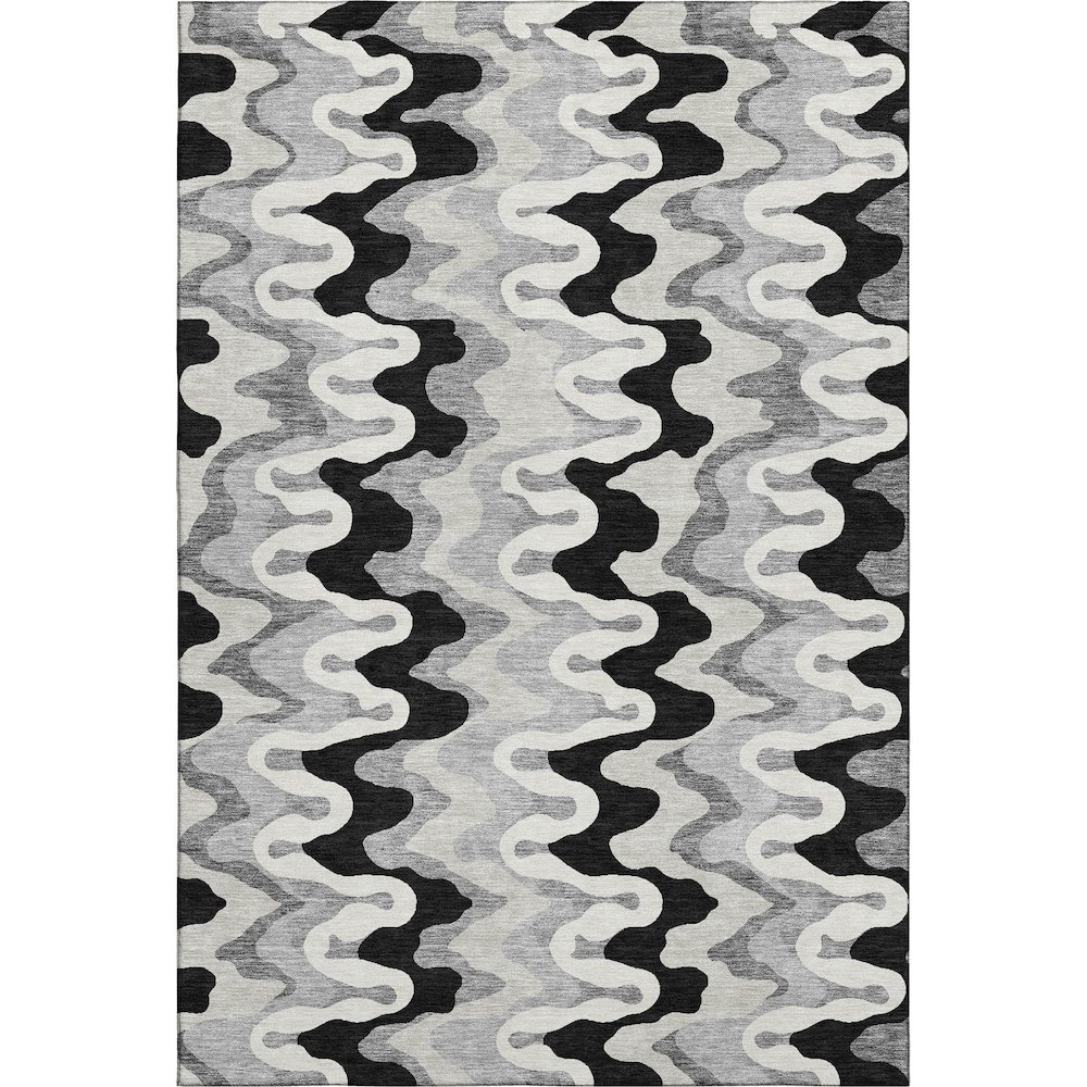 Premium Machine Washable Mayfield AMF750 Black 3' x 5' Rug. Picture 1