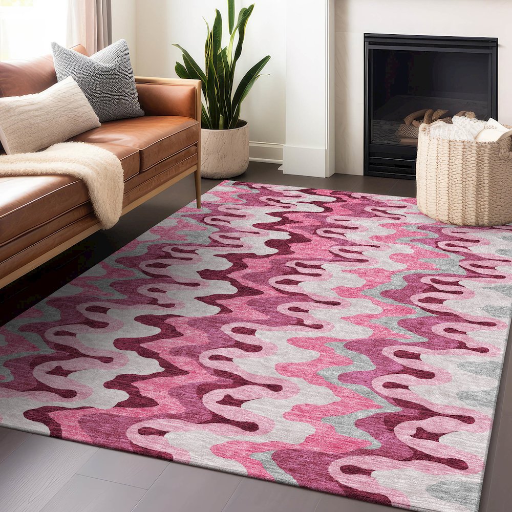Premium Machine Washable Mayfield AMF750 Blush 3' x 5' Rug. Picture 6
