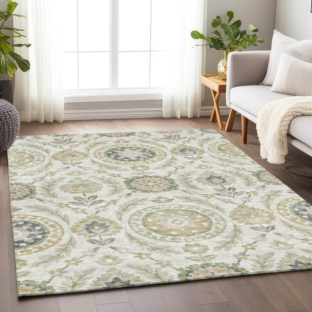 Premium Machine Washable Mayfield AMF751 Ivory 3' x 5' Rug. Picture 5