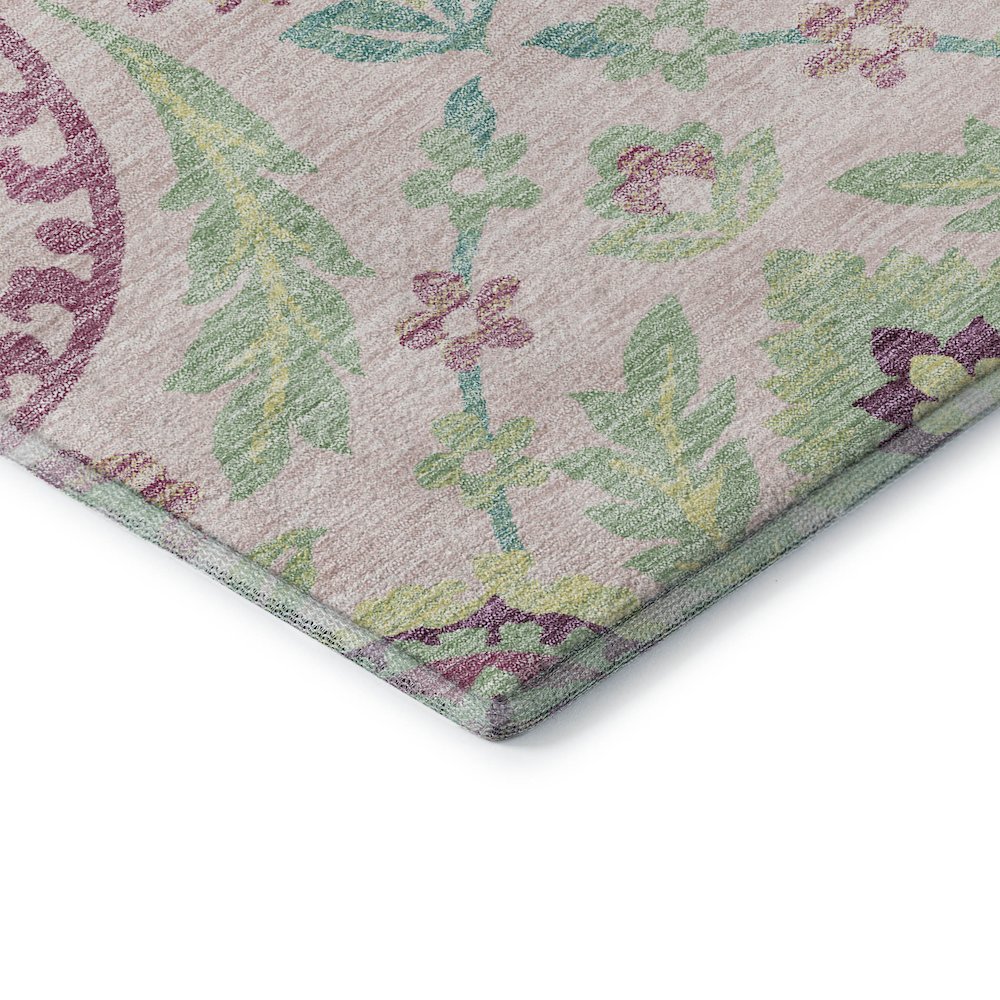 Premium Machine Washable Mayfield AMF751 Pink 2'3" x 7'6" Runner Rug. Picture 3