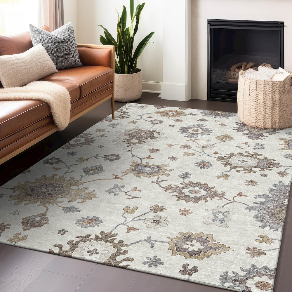 Premium Machine Washable Mayfield AMF753 Ivory 3' x 5' Rug. Picture 6