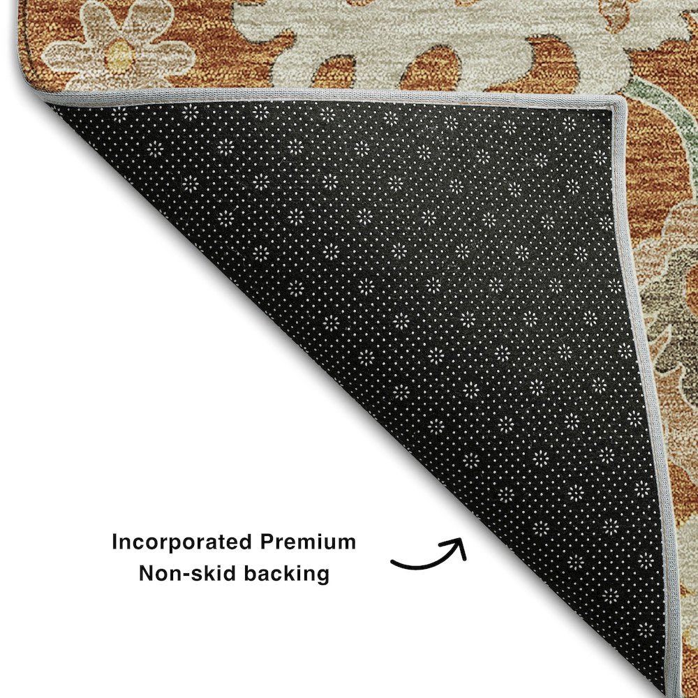 Premium Machine Washable Mayfield AMF753 Paprika 2'3" x 7'6" Runner Rug. Picture 2