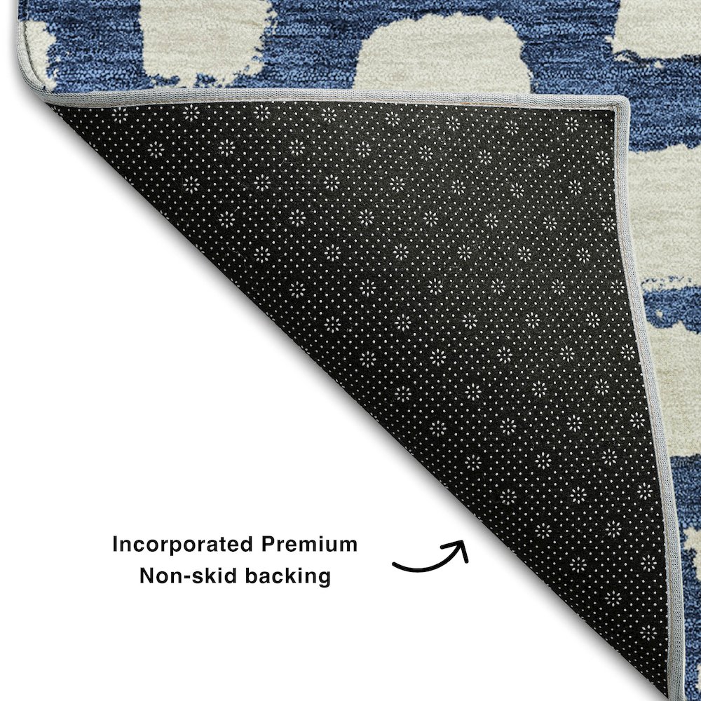 Premium Machine Washable Mayfield AMF754 Navy 2'3" x 7'6" Runner Rug. Picture 2