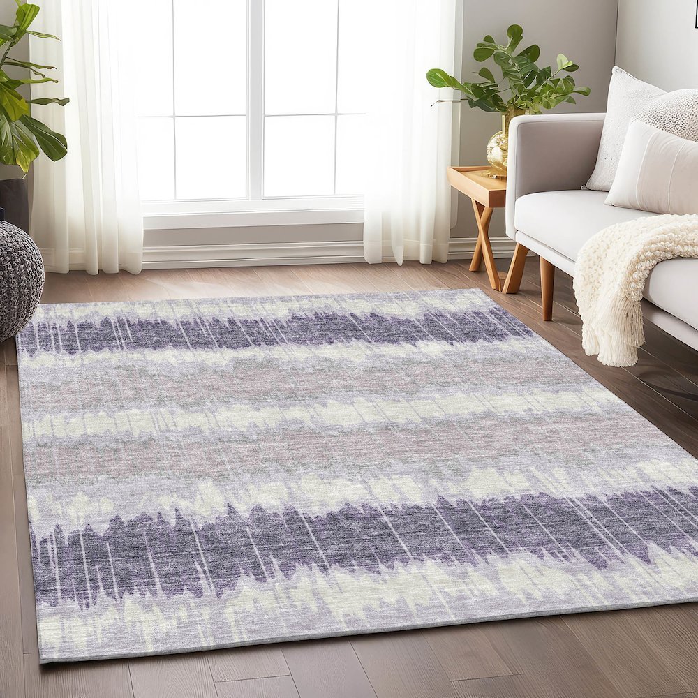 Premium Machine Washable Mayfield AMF755 Lavender 3' x 5' Rug. Picture 5