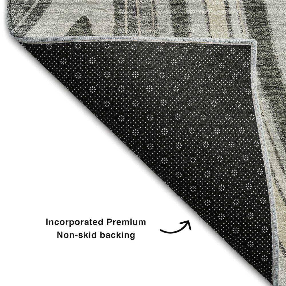 Premium Machine Washable Mayfield AMF756 Gray 2'3" x 7'6" Runner Rug. Picture 2
