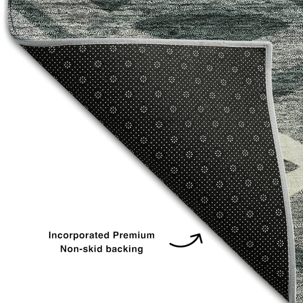 Premium Machine Washable Mayfield AMF757 Gray 2'3" x 7'6" Runner Rug. Picture 2