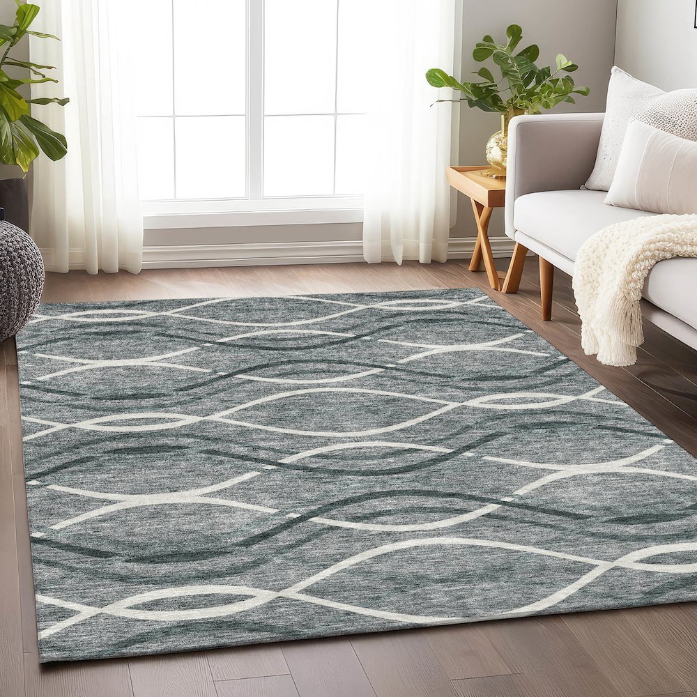 Premium Machine Washable Mayfield AMF757 Gray 3' x 5' Rug. Picture 5