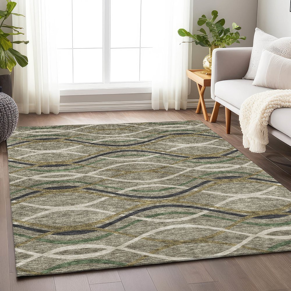 Premium Machine Washable Mayfield AMF757 Taupe 3' x 5' Rug. Picture 5