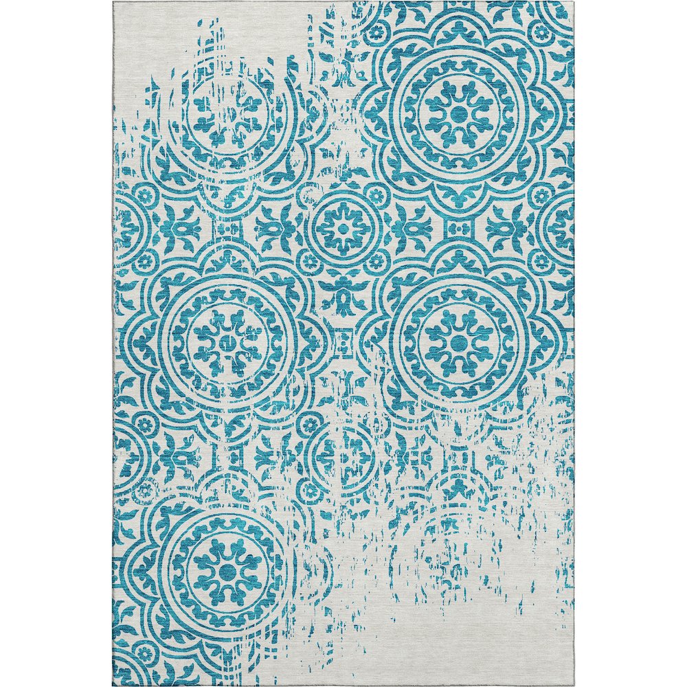 Premium Machine Washable Mayfield AMF758 Teal 3' x 5' Rug. Picture 1