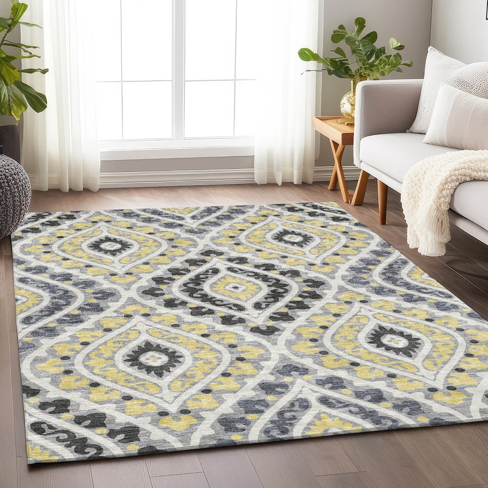 Premium Machine Washable Mayfield AMF761 Gray 3' x 5' Rug. Picture 5