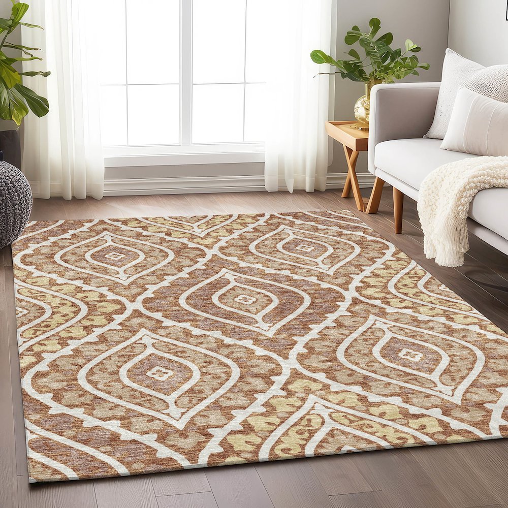 Premium Machine Washable Mayfield AMF761 Paprika 3' x 5' Rug. Picture 5