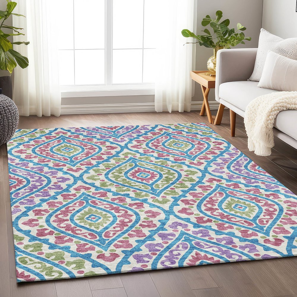 Premium Machine Washable Mayfield AMF761 White 3' x 5' Rug. Picture 5