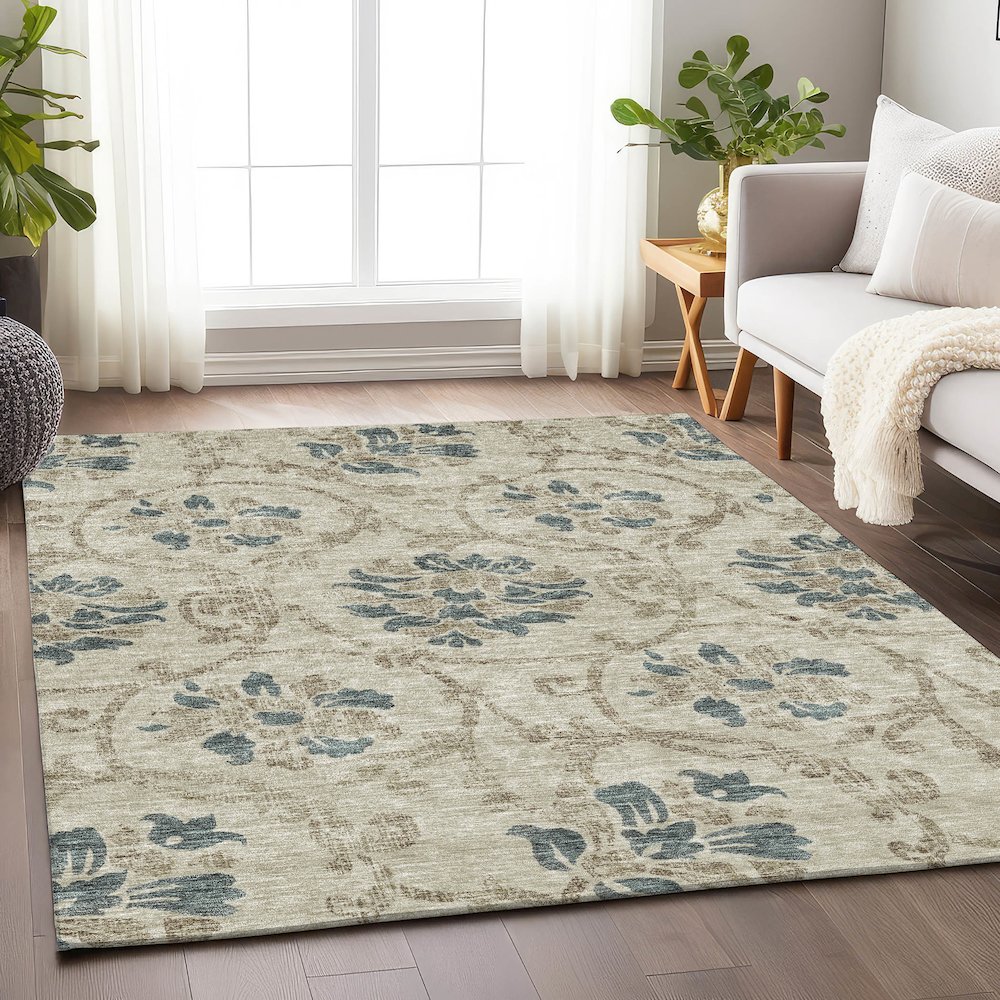 Premium Machine Washable Mayfield AMF762 Beige 3' x 5' Rug. Picture 5