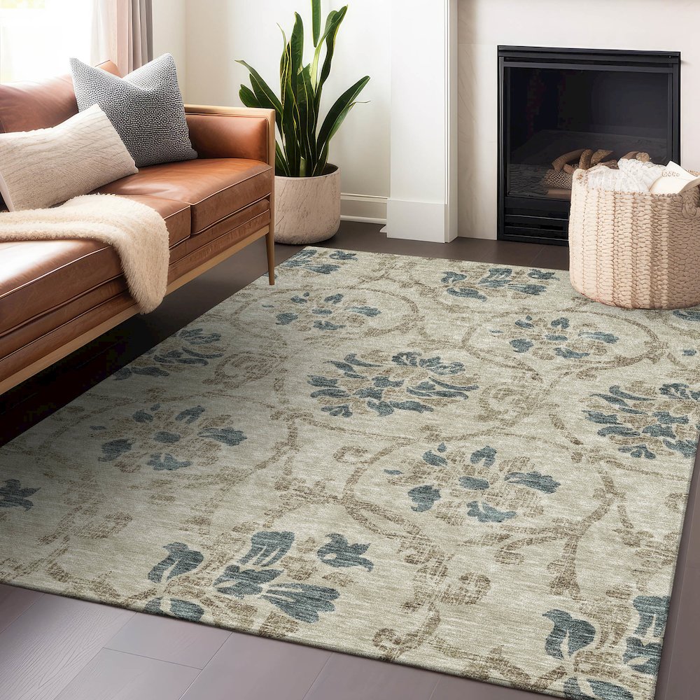 Premium Machine Washable Mayfield AMF762 Beige 3' x 5' Rug. Picture 6