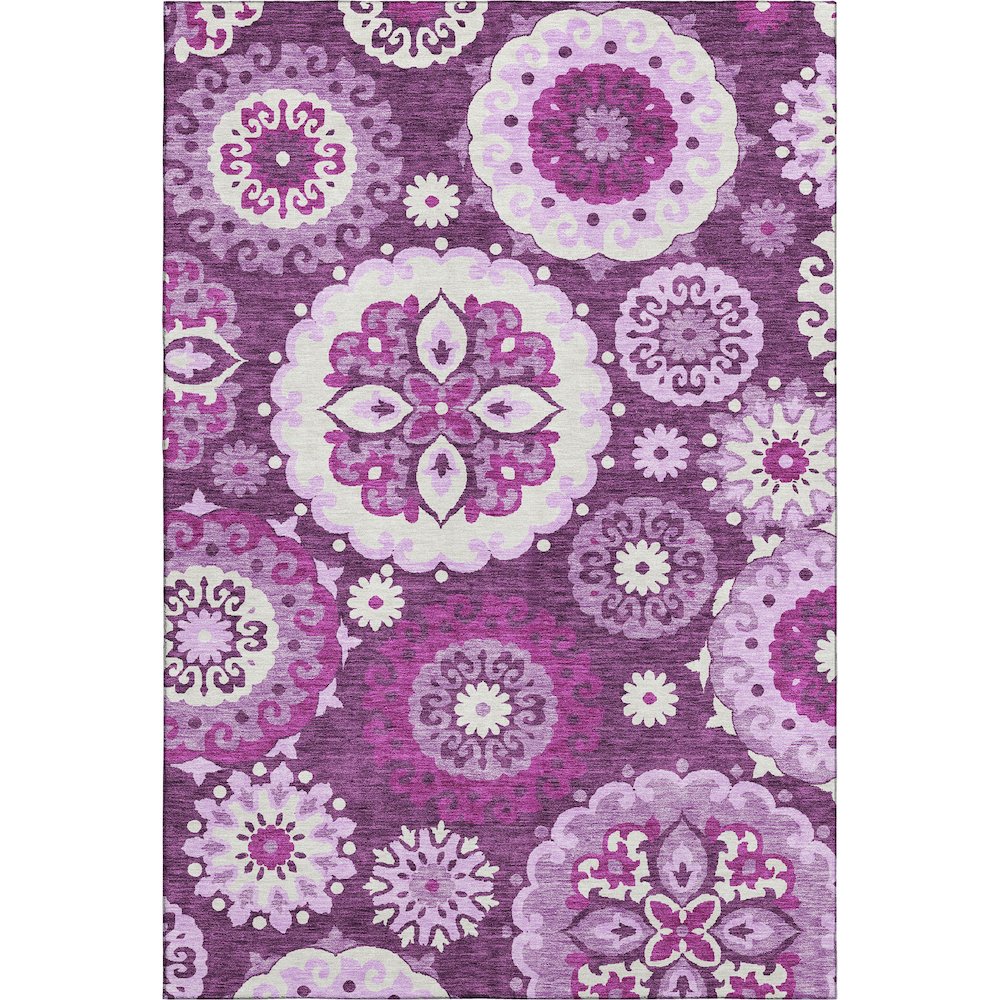 Premium Machine Washable Mayfield AMF763 Eggplant 3' x 5' Rug. Picture 1