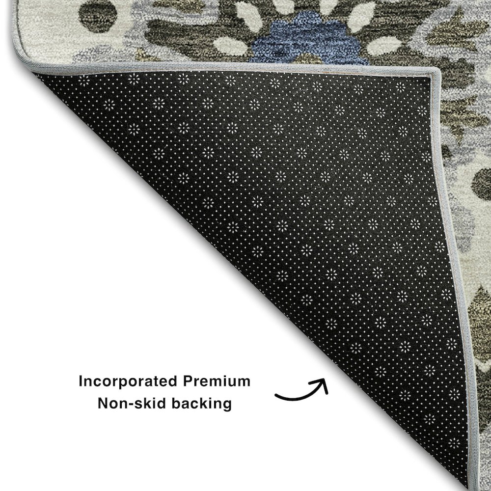Premium Machine Washable Mayfield AMF763 Pewter 2'3" x 7'6" Runner Rug. Picture 2
