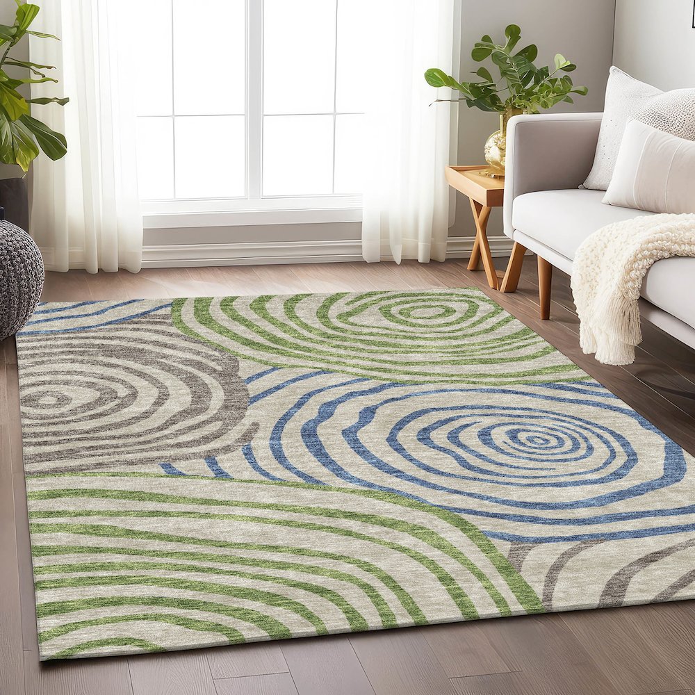 Premium Machine Washable Mayfield AMF765 Beige 3' x 5' Rug. Picture 5