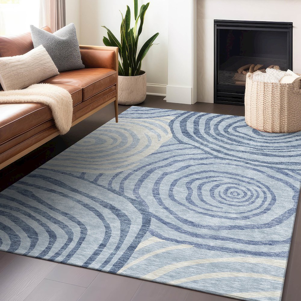 Premium Machine Washable Mayfield AMF765 Sky 3' x 5' Rug. Picture 6