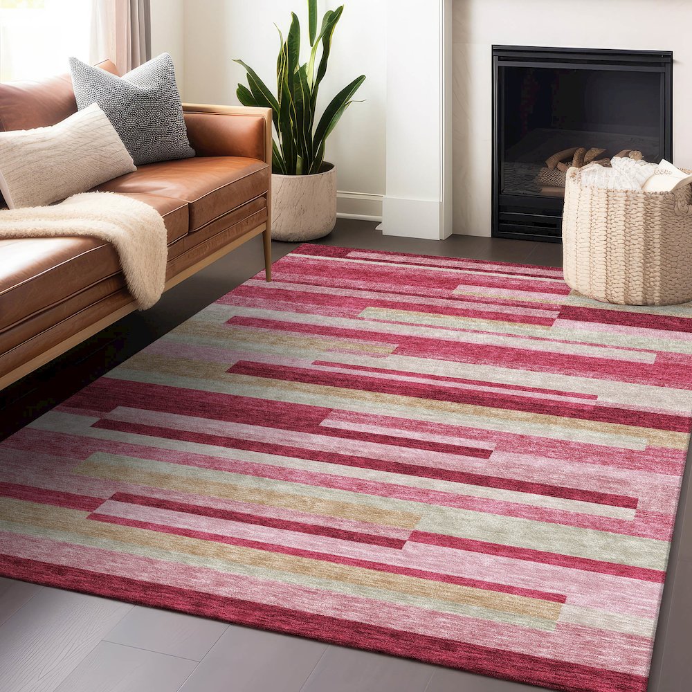 Premium Machine Washable Mayfield AMF766 Blush 3' x 5' Rug. Picture 6