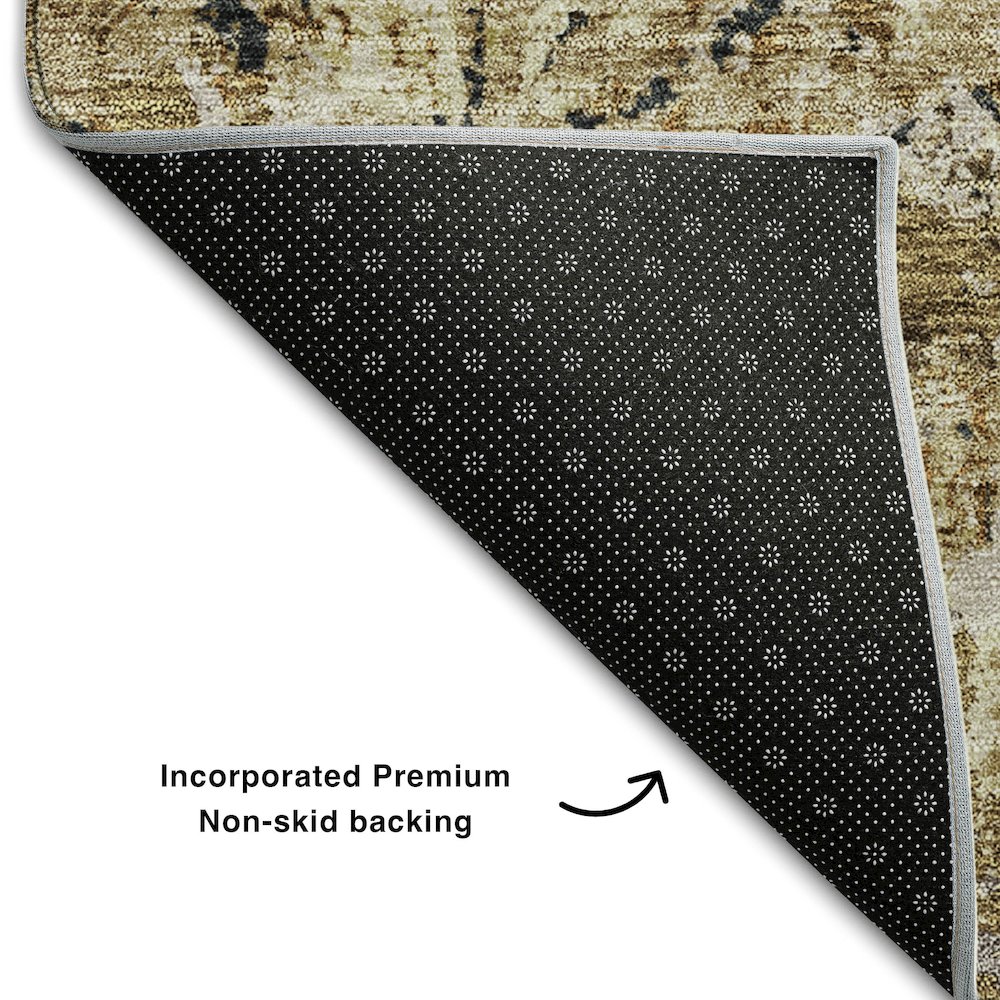 Premium Machine Washable Mayfield AMF768 Beige 2'3" x 7'6" Runner Rug. Picture 2