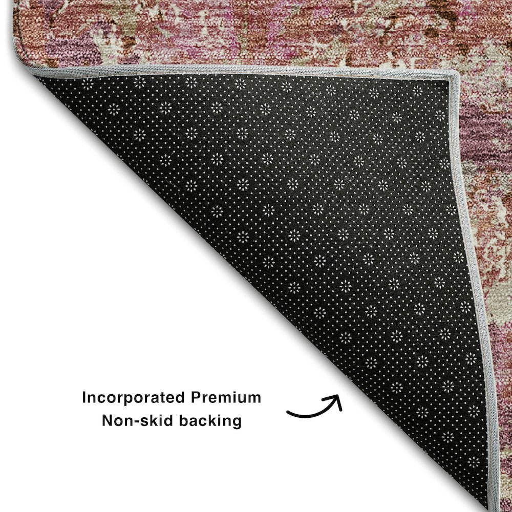 Premium Machine Washable Mayfield AMF768 Pink 2'3" x 7'6" Runner Rug. Picture 2