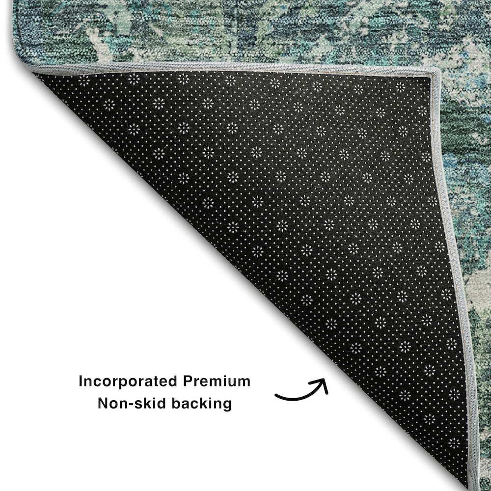 Premium Machine Washable Mayfield AMF768 Sage 2'3" x 7'6" Runner Rug. Picture 2