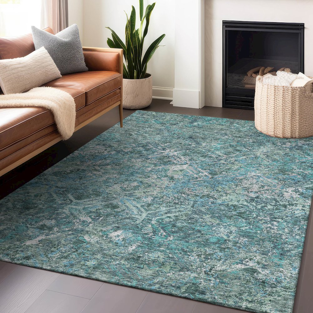 Premium Machine Washable Mayfield AMF768 Sage 3' x 5' Rug. Picture 6