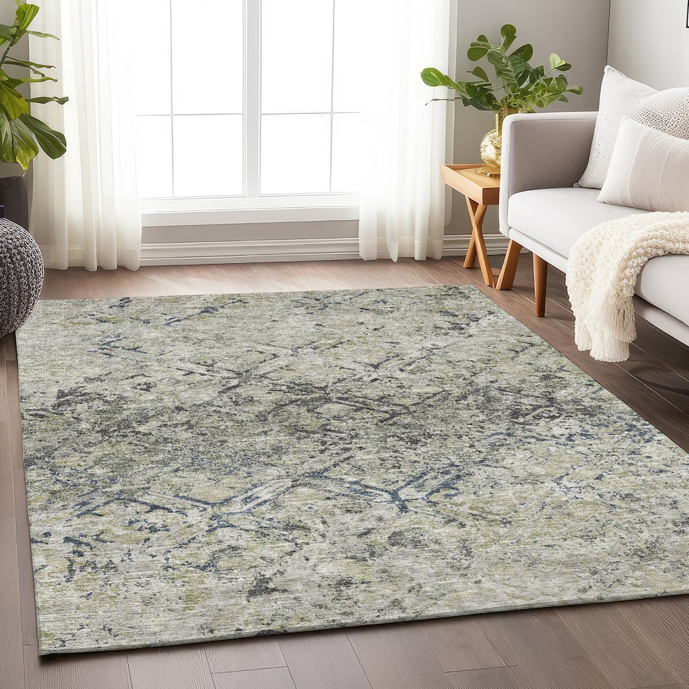 Premium Machine Washable Mayfield AMF768 Silver 3' x 5' Rug. Picture 5
