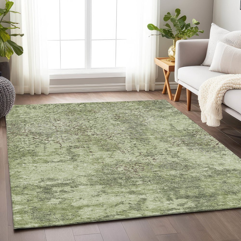 Premium Machine Washable Mayfield AMF769 Aloe 3' x 5' Rug. Picture 5
